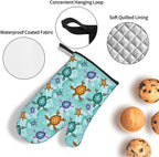 Cute Sea Turtle Beach Oven Mitts and Pot Holders Set Ocean Themed Decorative - Image 5