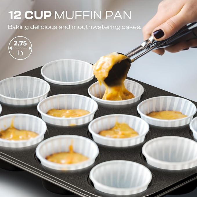12-Piece Nonstick Bakeware Set, Stackable Non Toxic Baking Pans Set - Image 6