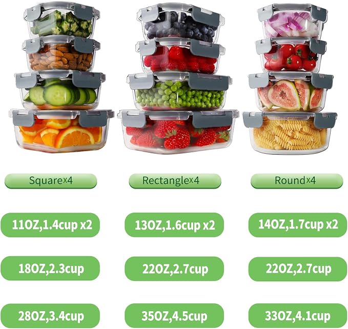 HOMBERKING 24pc Borosilicate Glass Food Storage Containers - Image 3