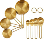 Golden 304 Stainless Steel Measuring Cups and Spoons Set, Premium Gold Kitchen by DNDECONATION