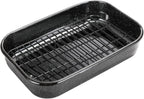 Roasting Pan with Rack, 16 x 11 Inch Rectangular Roasting Pan, 20lb Turkey by JYCOOKMENT