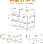 Stebopum 6 Pack Stackable Storage Drawers Clear Acrylic Organizer Makeup - Image 2