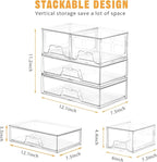Stebopum 3 Pack Stackable Storage Drawers Clear Acrylic Organizer Makeup - Image 2