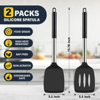 2 Pack Silicone Spatula Set, Solid & Slotted Turner - Image 2