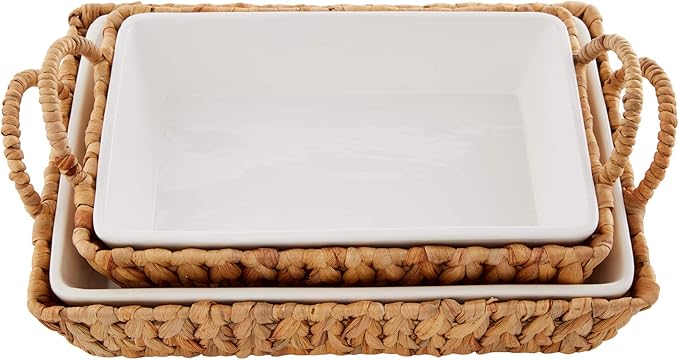 Mud Pie Hyacinth Basket Set, small baker 7" x 11" | large baker 13" x 18 1/2" by MudPie