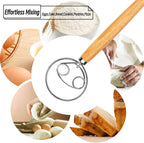 Danish Dough Whisk Stainless Steel Wooden Handle - Image 7
