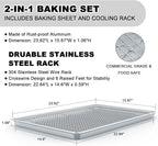 24 Inch Baking Sheet Pans with Rack Set, Natural Aluminum Cookie Sheet - Image 2