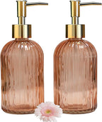Glass Soap Dispenser with Gold Plastic Pump, 13.5oz Refillable Liquid Hand Soap by YYTSGG