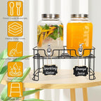 Glass Drink Dispensers For Parties, 2 PACK 1 Gallon Beverage Dispenser - Image 3