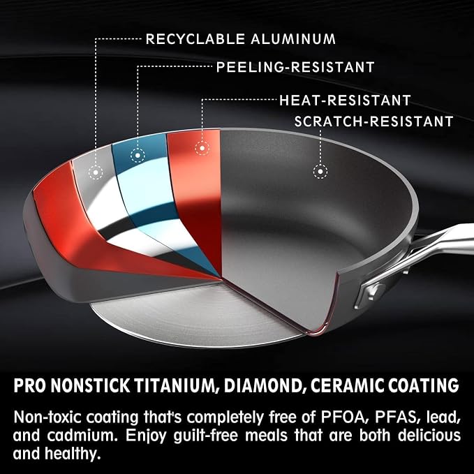 MsMk 11 Inch Nonstick Frying Pan，Titanium and Ceramic Nonstick Large Skillet Pan - Image 2