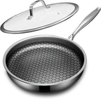 Non Stick Frying Pans with lid, 10 inch Hybrid Frying Pans Nonstick, non stick by KURRUNGIE