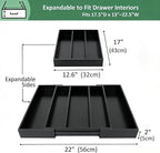 Utoplike Bamboo Drawer Organizer Kitchen Utensils, Adjustable Black Silverware - Image 3