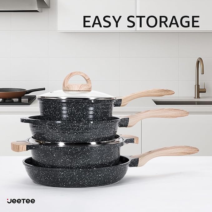JEETEE 24Pcs Ceramic Cookware Set, Kitchen Healthy Non Toxic Induction Cookware - Image 5