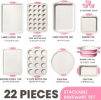Kikcoin 22 PCS Nonstick Baking Pans Set, Stackable Bakeware Sets - Image 2