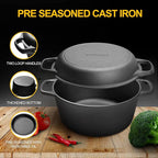 EDGING CASTING 2-in-1 Pre-Seasoned Cast Iron Dutch Oven Pot - Image 5