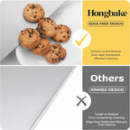 HONGBAKE 2 Pieces Large Flat Cookie Sheet No Edges, Nonstick Insulated Baking - Image 3