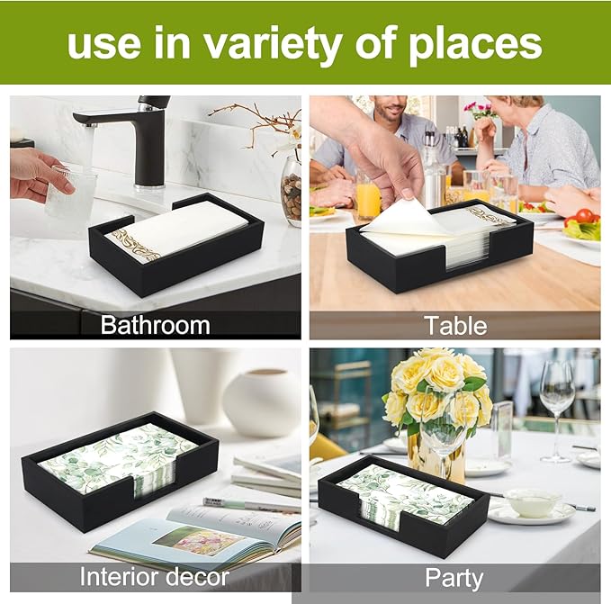 Black Wooden Napkin Holder Guest Towels Holder Flat Bathroom Napkins Holder - Image 4