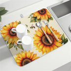 Spring Summer Dish Drying Mat 18x24 Inch Absorbent Reversible Sunflower Drying - Image 7