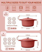 Ciwete Enameled Cast Iron Dutch Oven – 4.4 Quart Pot - Image 6