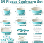 SENSARTE 24 Piece Ceramic Pots and Pans Set, Nonstick Detachable Handle Cookware - Image 2