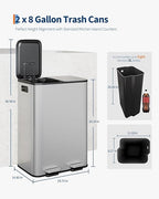Garvee Double Trash Can, 2 x 8 gal Garbage Can - Image 6