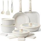 Pots and Pans Set Non Stick 20PCS, Ceramic Cookware Set Detachable Handle Non by HealthyCookingHappyLiving