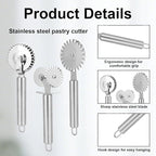 3pcs Pastry Wheel Cutter Set, Stainless Steel Ravioli Pizza Cutter Wheel & - Image 4