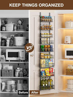 Delamu 9-Tier Over the Door Pantry Organizer, Adjustable Pantry Door Organizers - Image 8