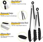 TeamFar Kitchen Tongs, Heat Resistant Silicone Tongs, Locking Design & - Image 3