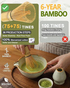 Vaiheng Matcha Whisk Set with Matcha Bowl, Matcha Whisk Holder Matcha Bamboo - Image 5