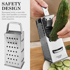 Stainless Steel Vegetable Grater, 4-Sided Portable Metal Grater, Cheese Grater - Image 4
