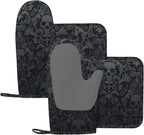 Gothic Skull Oven Mitts and Pot Holders Sets of 4, Resistant Hot Pads by Nelife