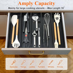 Expandable Large Kitchen Utensil Drawer Organizer Storage Black Bamboo - Image 3