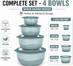 Pera Mixing Bowls with Lids Set, 8 Piece, BPA Free Nesting Kitchen Bowl Set - Image 4