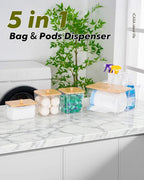 iCASA Trash Bag Dispenser Dishwasher Pod Holder - 5 in 1 Plastic Garbage Bag - Image 2