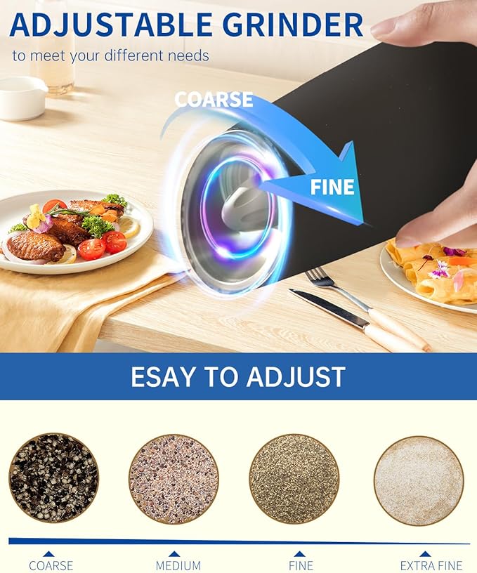 CIRCLE JOY Gravity Electric Salt and Pepper Grinder Set Automatic Salt and - Image 3