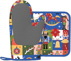 Christmas Nutcrackers Silicone Oven Mitts Pan Mats Set of 2, Heat Resistant - Image 2