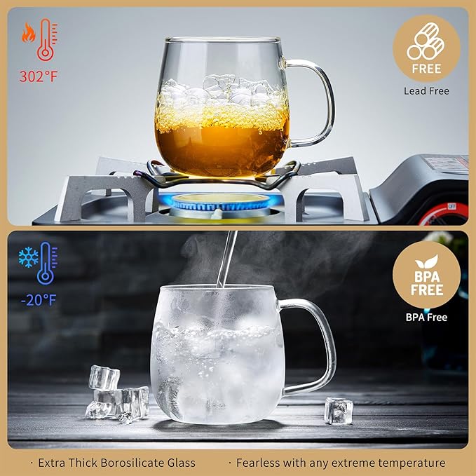 DOPUDO Large Glass Tea Cup, 25.6 oz Borosilicate Glass Tea Mug - Image 5
