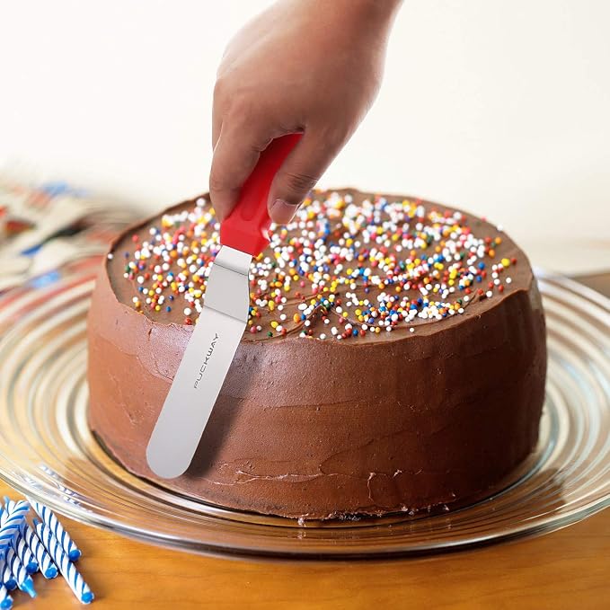 Offset Spatula set of 3 Red 6 8 & 10 Inch Cake Frosting Angled Icing Spatula - Image 7