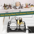 LIYI Dish Drying Rack and Sink Organiser, Removable Drainer Tray, Adjustable - Image 6
