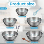 5 Pack Stainless Steel Mixing Bowls - Image 2