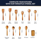 Home Hero Wooden Utensil Set 11 Pcs – Natural Teak Wooden Kitchen Utensils Set - Image 3