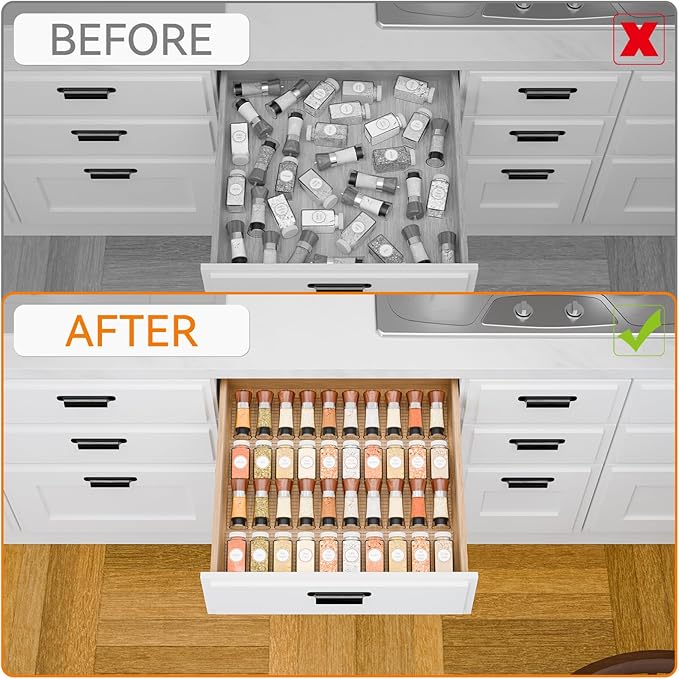 Yieach 4 Pack Adjustable In Drawer Spice Organizer - Image 6