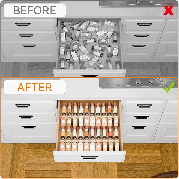 Yieach 8 Pack Adjustable In Drawer Spice Organizer - Image 6