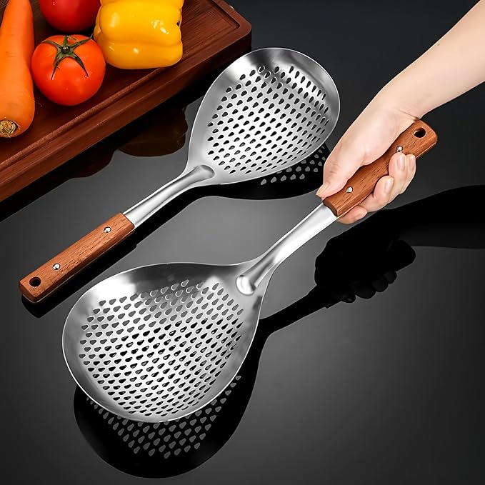 Spider Strainer Colander with Wood Handle, Solid Stainless Steel Kitchen Utensil - Image 5