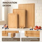 Kikcoin Bamboo Cutting Boards for Kitchen Set of 3, Extra Large Wood Cutting - Image 2