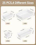 KEMETHY 25 PCS Plastic Drawer Organizers Set, 4 Sizes Vanity Organizer - Image 2