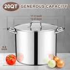 20 Qt Large Stock Pot, E-far Stainless Steel Stockpot - Image 2