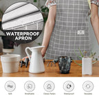 2 Pieces Aprons for Women with Pockets, Cotton Linen Waterproof Kitchen Cooking - Image 6