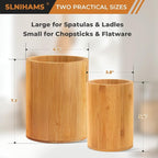 Bamboo Utensil Holder, 7.3"+5.4" Set of 2 Utensil Holders - Image 2
